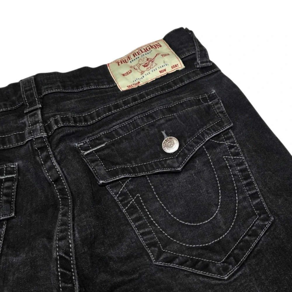 True Religion Ricky Jeans Mens 36 Black Relaxed Straight Denim Y2K Streetwear